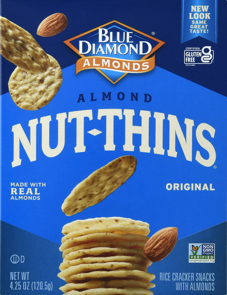 Blue Diamond Cracker Snacks, Nut & Rice, Almond