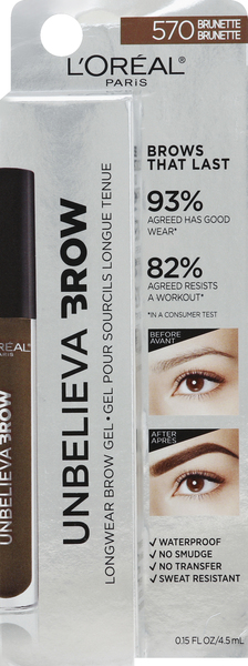 L'Oreal Brow Gel, Long Wear, Waterproof, Brunette 570