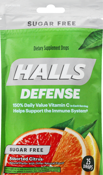 Halls Supplement Drops, Sugar Free, Assorted Citrus