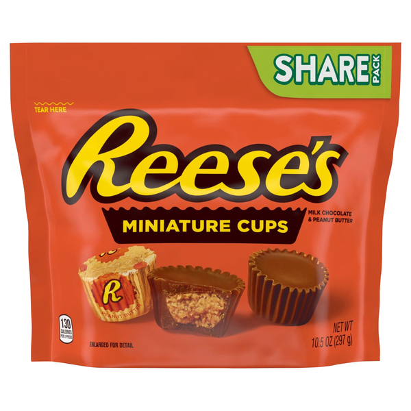Reeses Miniature Cups, Milk Chocolate & Peanut Butter, Share Pack
