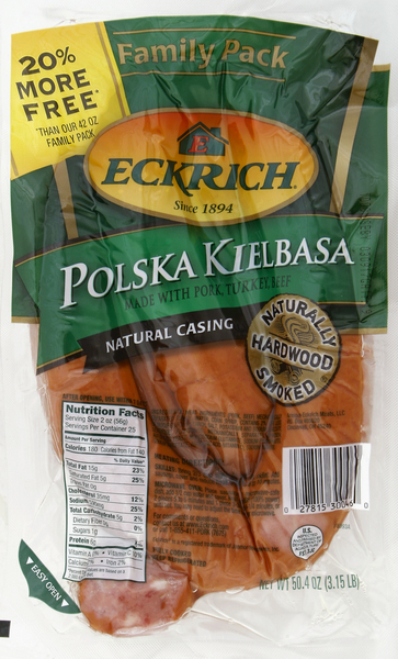 Eckrich Polska Kielbasa, Naturally Hardwood Smoked, Family Pack