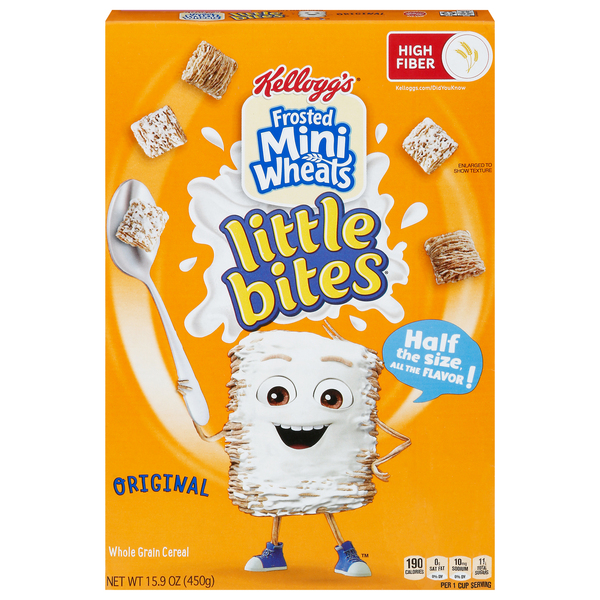 Kellogg's Frosted Mini-Wheats Little Bites, Breakfast Cereal, Original, Excellent Source of Fiber, Family Pack, 15.9oz Box