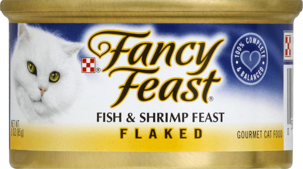 Fancy Feast Cat Food, Gourmet, Flaked, Fish & Shrimp Feast