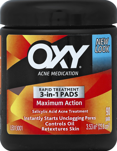 Oxy Acne Medication, Rapid Treatment, Maximum Action, 3-in-1 Pads
