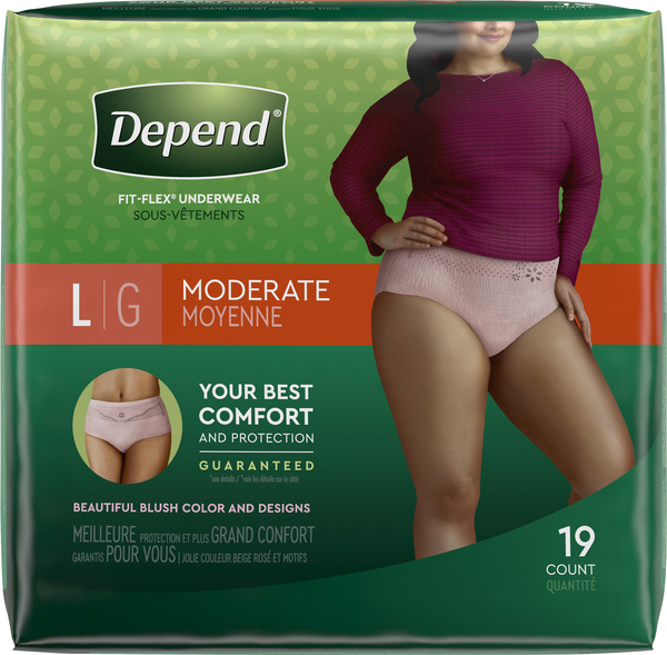 Depend Underwear, Moderate, Large