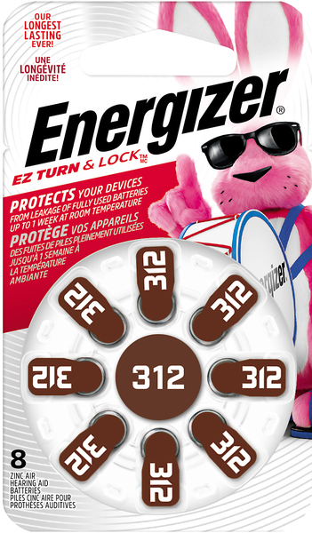 Energizer Hearing Aid Batteries, Zinc-Air, 312