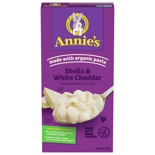 Annies Macaroni & Cheese, Shells & White Cheddar