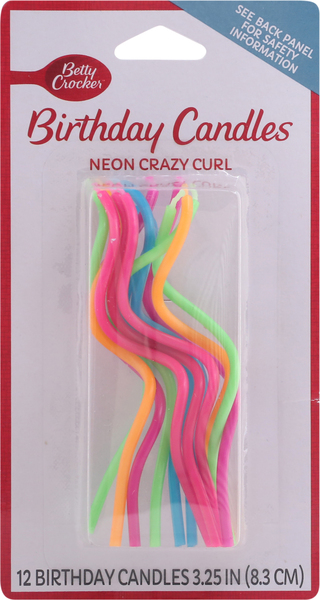 Betty Crocker Birthday Candles, Neon Crazy Curl, 3.25 Inch