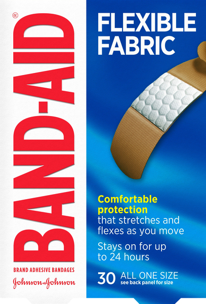 Band Aid Bandages, Adhesive, Flexible Fabric, All One Size
