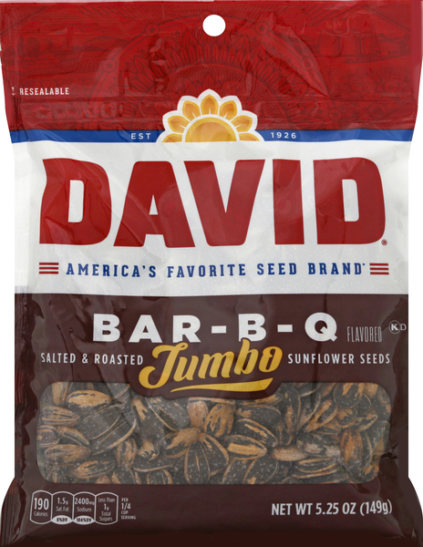 David Sunflower Seeds, Salted & Roasted, Bar-B-Q, Jumbo
