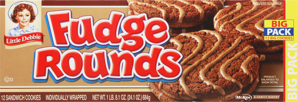 Little Debbie Sandwich Cookies, Fudge Rounds, Big Pack