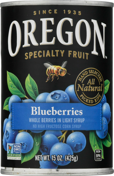 Oregon Whole Berries, in Light Syrup, Blueberries