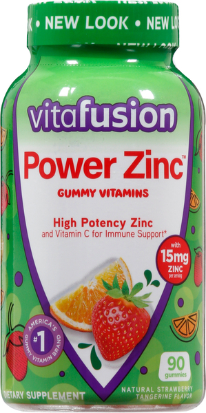 Vitafusion Gummy Vitamins, Power Zinc, Strawberry Tangerine Flavor