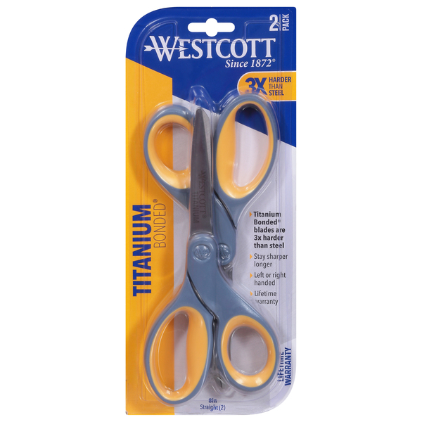 Westcott Scissors, Titanium Bonded, 8 Inch, 2 Pack