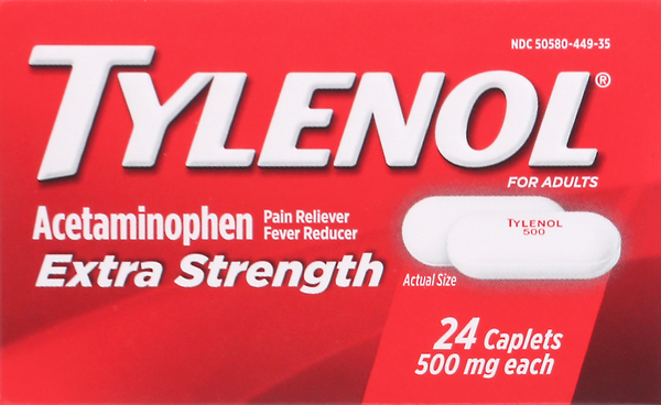 Tylenol Acetaminophen, Extra Strength, 500 mg, For Adults, Caplets