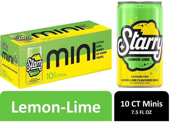 Starry Lemon Lime Soda, Caffeine Free, Mini Cans