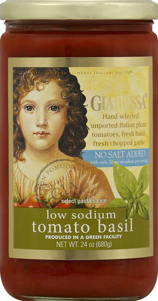 Gia Russa Pasta Sauce, Select, Low Sodium, Tomato Basil