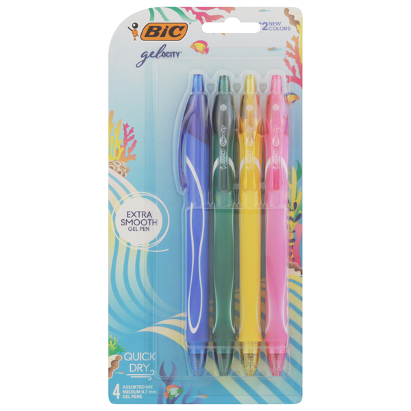 BiC Gel Pens, Extra Smooth, Quick Dry, Assorted Ink, Medium (0.7 mm)