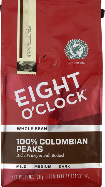 EIGHT O CLOCK Coffee, Whole Bean, Medium Roast, 100% Colombian Peaks