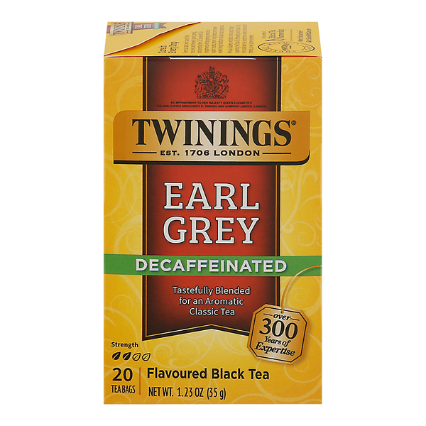 Twinings Black Tea, Decaffeinated, Earl Grey, Tea Bags