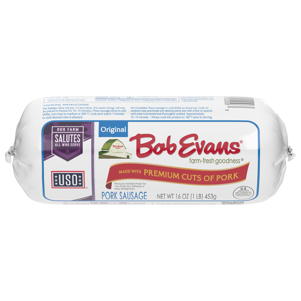 Bob Evans Pork Sausage, Patties, Original