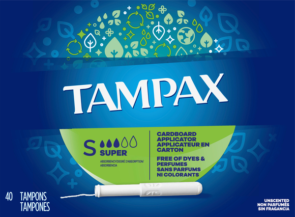 Tampax Tampons, Cardboard Applicator, Super Absorbency, Unscented
