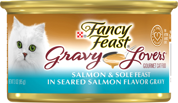 Fancy Feast Cat Food, Salmon & Sole Feast in Seared Salmon Flavor Gravy, for Adult