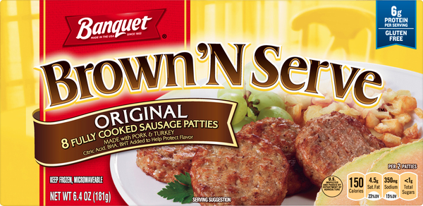 Banquet Sausage Patties, Fully Cooked, Original