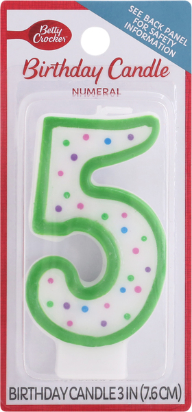 Betty Crocker Birthday Candle, Numeral 5, 3 Inch