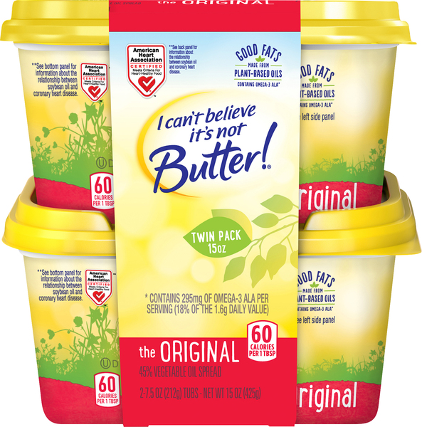 I Can't Believe It's Not Butter! Vegetable Oil Spread, the Original, Twin Pack