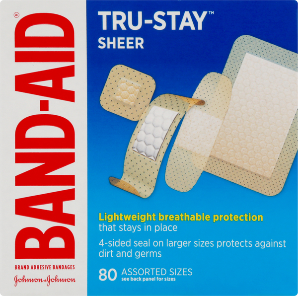 Band Aid Bandages, Tru-Stay Sheer, Assorted Sizes