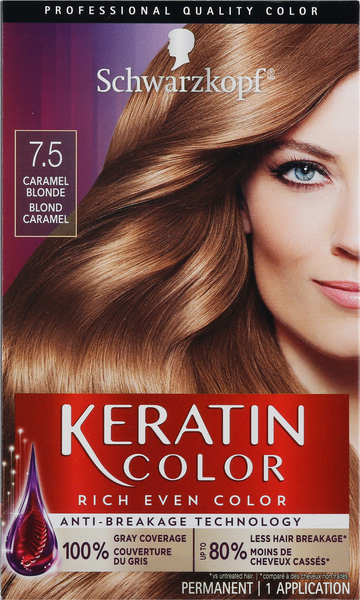 Keratin Color Permanent Hair Color, Caramel Blonde, 7.5