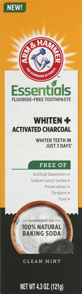 Arm & Hammer Toothpaste, Fluoride, Clean Mint, Whiten + Activated Charcoal