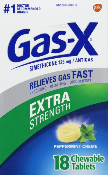 Gas-X Antigas, Extra Strength, 125 mg, Peppermint Creme, Chewable Tablets