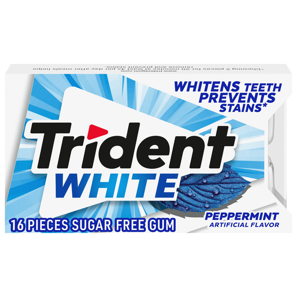 Trident White Sugar Free Gum Peppermint - 16 CT