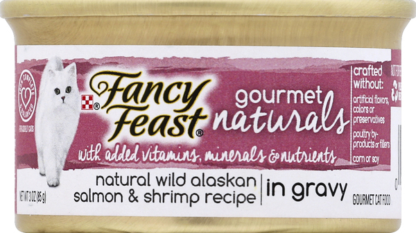 FANCY FEAST Cat Food, in Gravy, Natural Wild Alaskan Salmon & Shrimp Recipe, Adult