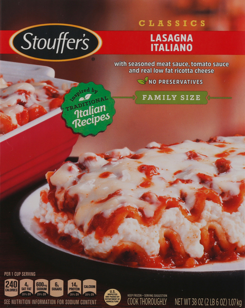 Stouffer's Lasagna Italiano, Classic, Family Size