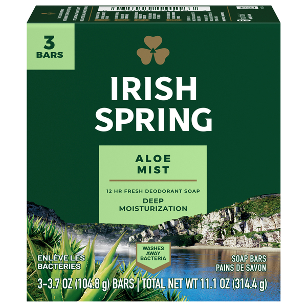 Irish Spring Soap Bars, Aloe Mist, Deep Moisturization