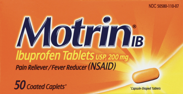 Motrin Pain Reliever/Fever Reducer, 200 mg, Coated Caplets