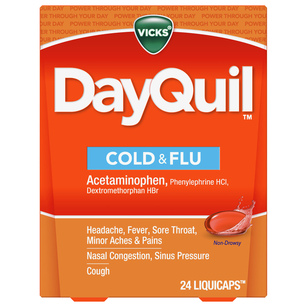 Vicks Cold & Flu, Non-Drowsy, Liquicaps