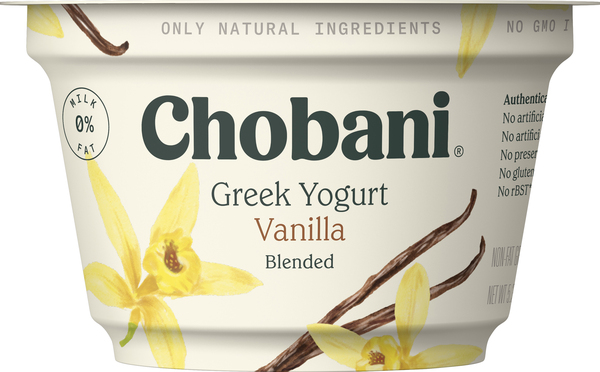 Chobani Yogurt, Greek, Non-Fat, Vanilla Blended