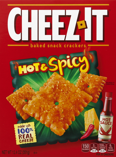 Cheez-It Snack Crackers, Baked, Hot & Spicy