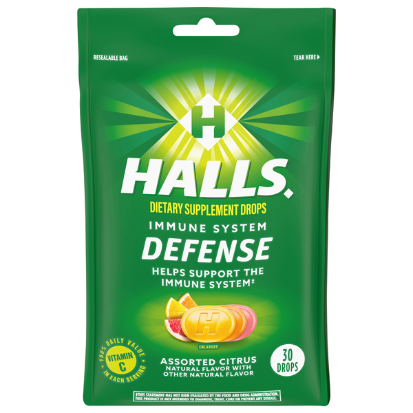 Halls Immune System Defense, Assorted Citrus, Drops