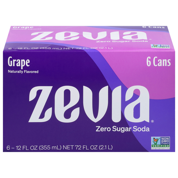 Zevia Soda, Zero Sugar, Grape
