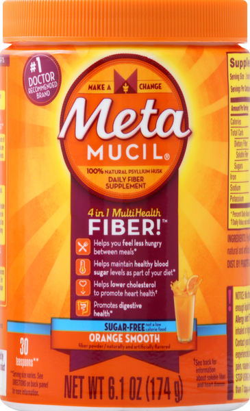 Meta Mucil Multihealth Fiber, 4 in 1, Orange Smooth, Powder