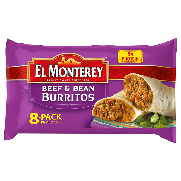 El Monterey Burritos, Beef & Bean, Family Size, 8-Pack