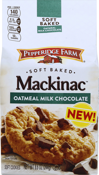 PEPPERIDGE FARM Cookies, Mackinac Oatmeal Milk Chocolate, Soft Baked