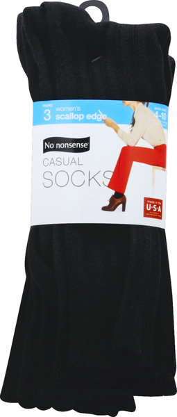 No nonsense Socks, Casual, Black, Women's, Scallop Edge