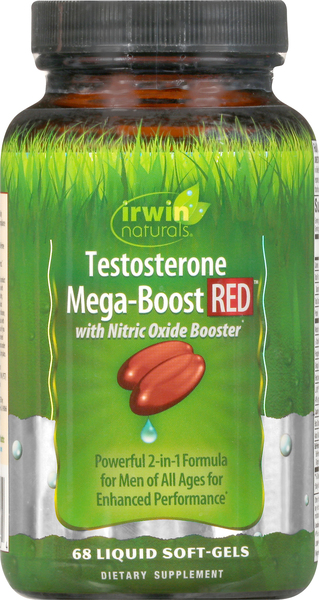 Irwin Naturals Testosterone, Mega-Boost Red, Nitric Oxide Booster, Men, Liquid Soft-Gels