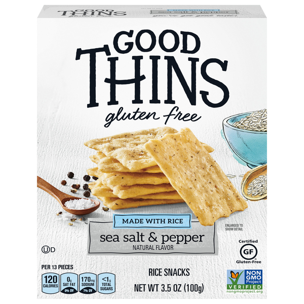 Good Thins Rice Snacks, Gluten Free, Sea Salt & Pepper